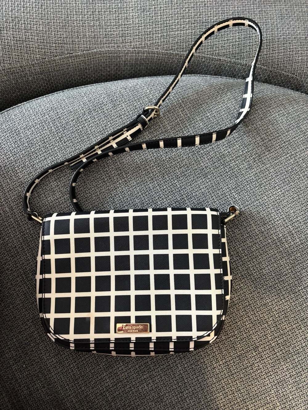 Kate Spade New York Black and White Grid Crossbody Bag